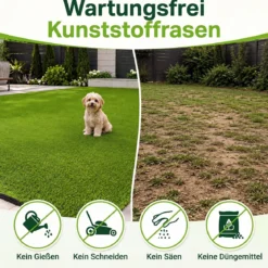 20 mm Kunstrasen Outdoor Grün mit Drainagesystem in Natürlicher Optik 100 x 500 cm