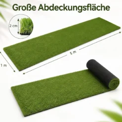 20 mm Kunstrasen Outdoor Grün mit Drainagesystem in Natürlicher Optik 100 x 500 cm