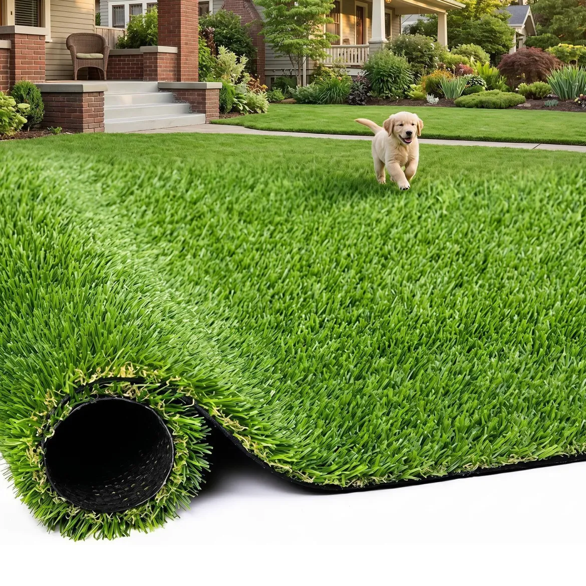 20 mm Kunstrasen Outdoor Grün mit Drainagesystem in Natürlicher Optik 100 x 500 cm