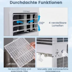 Mobile Klimaanlage mit Abluftschlauch 7000 BTU 3 in 1 Klimagerät für Raumgröße bis 32,5㎡