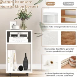 Mobiler Aktenschrank Büroschrank mit 2 Offenen Regalen 33 x 30 x 58 cm Weiß