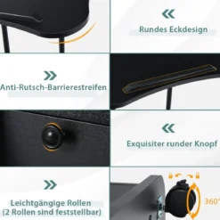 Mobiler Computertisch zum Stehen oder Sitzen mit neigbarer Tischplatte & Schrank für das Heimbüro Schwarz