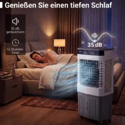 Mobiler Kühlventilator mit Fernbedienung 3 in 1 Luftkühler mit 27L Wassertank 49 x 31 x 109 cm