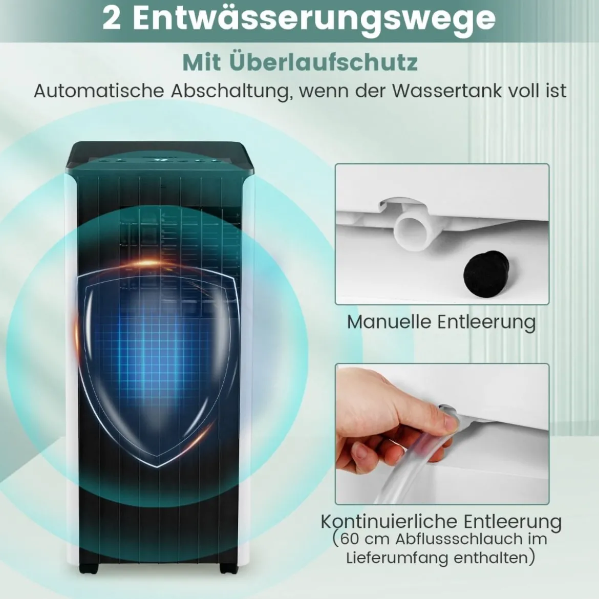 Mobiler Klimaanlagen 4-in-1 Klimagerät Kühl-&Lüfter-&Entfeuchtungs&Schlafmodus Fernbedienung 31 x 32 x 71,5 cm Weiß
