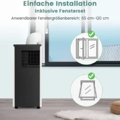Mobiler Klimaanlagen 4-in-1 Klimagerät Kühl-&Lüfter-&Entfeuchtungs&Schlafmodus Fernbedienung 31 x 32 x 71,5 cm Weiß