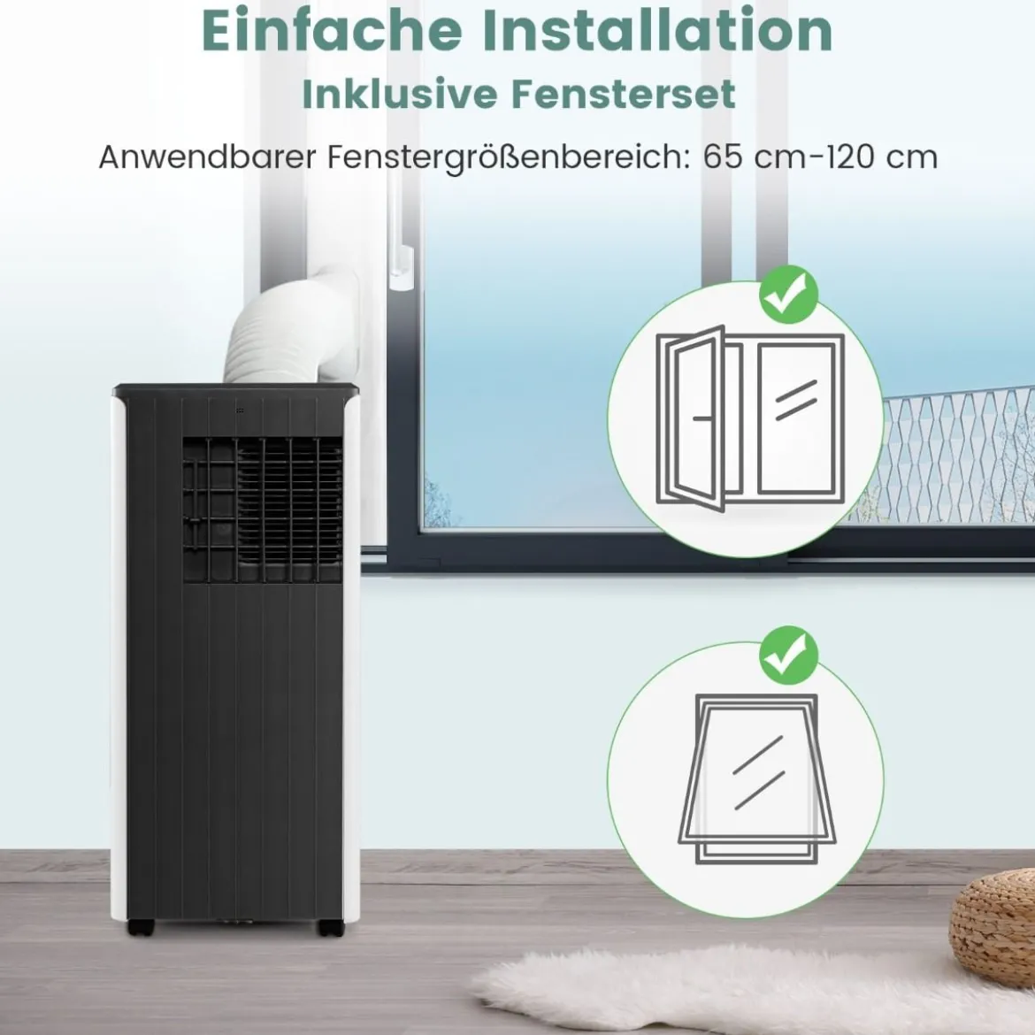 Mobiler Klimaanlagen 4-in-1 Klimagerät Kühl-&Lüfter-&Entfeuchtungs&Schlafmodus Fernbedienung 31 x 32 x 71,5 cm Weiß