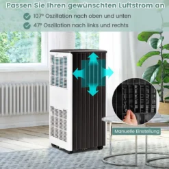 Mobiler Klimaanlagen 4-in-1 Klimagerät Kühl-&Lüfter-&Entfeuchtungs&Schlafmodus Fernbedienung 31 x 32 x 71,5 cm Weiß