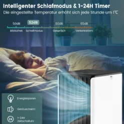 Mobiler Klimaanlagen 4-in-1 Klimagerät Kühl-&Lüfter-&Entfeuchtungs&Schlafmodus Fernbedienung 31 x 32 x 71,5 cm Weiß