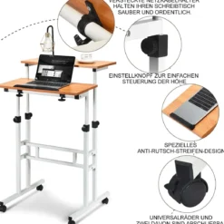 Mobiler Laptoptisch Stehpult mit Höhenverstellbar & Kippbarer Oberfläche Stehtisch