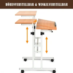 Mobiler Laptoptisch Stehpult mit Höhenverstellbar & Kippbarer Oberfläche Stehtisch