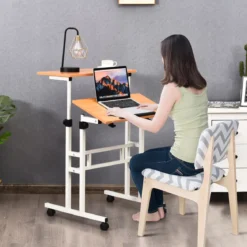 Mobiler Laptoptisch Stehpult mit Höhenverstellbar & Kippbarer Oberfläche Stehtisch