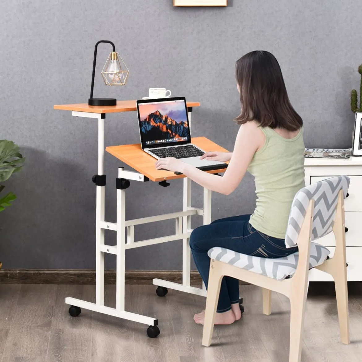 Mobiler Laptoptisch Stehpult mit Höhenverstellbar & Kippbarer Oberfläche Stehtisch
