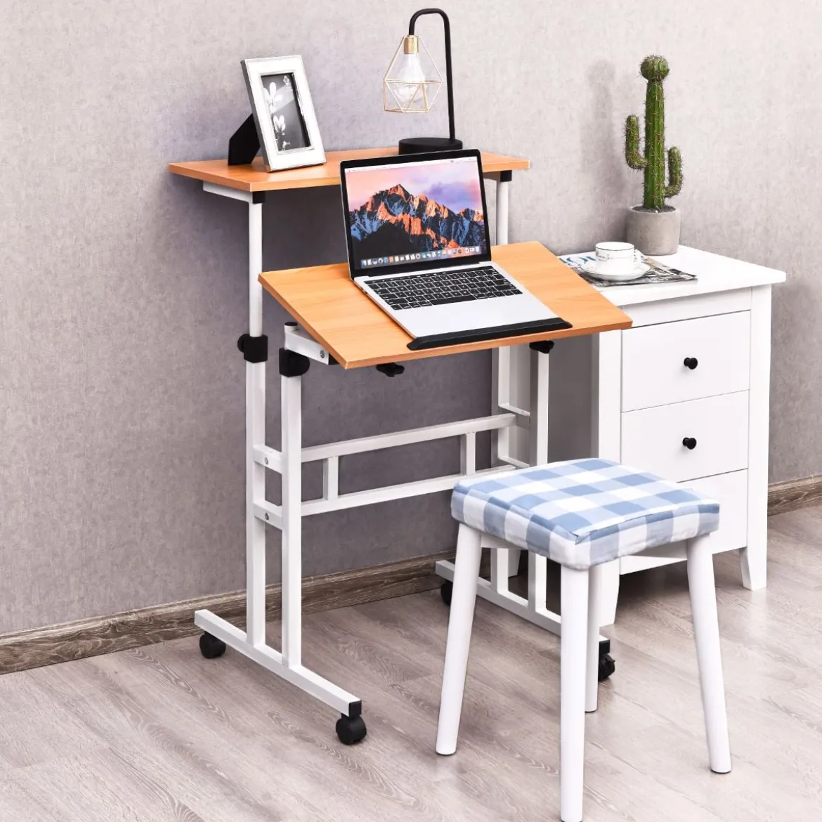 Mobiler Laptoptisch Stehpult mit Höhenverstellbar & Kippbarer Oberfläche Stehtisch