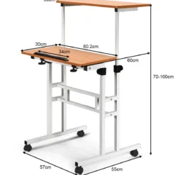 Mobiler Laptoptisch Stehpult mit Höhenverstellbar & Kippbarer Oberfläche Stehtisch