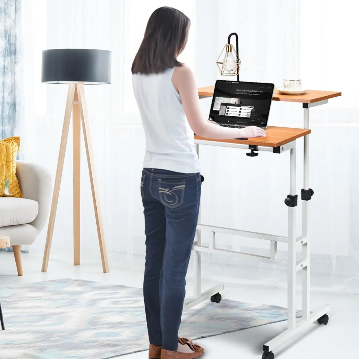 Mobiler Laptoptisch Stehpult mit Höhenverstellbar & Kippbarer Oberfläche Stehtisch
