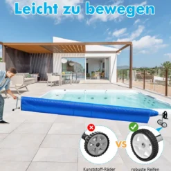 Mobiles Aufrollsystem für Solar- und Poolplanen Länge von 1,65m - 7m Pool Aufroller