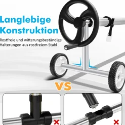 Mobiles Aufrollsystem für Solar- und Poolplanen Länge von 1,65m - 7m Pool Aufroller