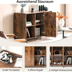 Moderner Aktenschrank für Home Office Wohnzimmer 110 x 40 x 69 cm Braun