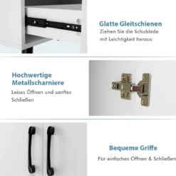 moderner Bodenschrank freistehender Akzentschrank mit 4 gespreizten Beinen Weiß