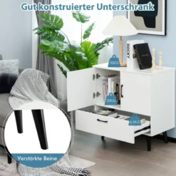 moderner Bodenschrank freistehender Akzentschrank mit 4 gespreizten Beinen Weiß