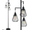 Moderne Stehlampe 169 cm industrielle Standleuchte mit 3 Lampenschirmen 25 x 168 cm Schwarz