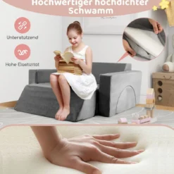 Modulares Kindersofa Spielsofa Modulsofa mit abnehmbarem Bezug 105,5 x 101 x 48 cm Grau