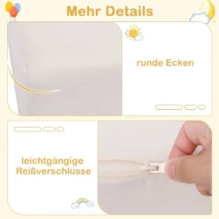 Modulares Kindersofa 9-teiliges Spielsofa aus Schaumstoff Bausteine mit bequemem Wildlederstoff Beige/Grau