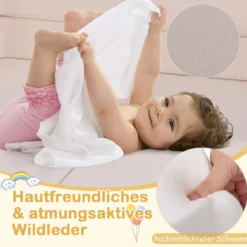 Modulares Kindersofa 9-teiliges Spielsofa aus Schaumstoff Bausteine mit bequemem Wildlederstoff Beige/Grau