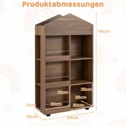 Montessori Kinderregal 116cm Bücherregal Kinder Holz & Spielzeugaufbewahrung Natur