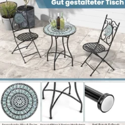 Mosaik Gartentisch Mosaiktisch Rund Bistrotisch Terrassentisch 60 x 60 x 72 cm