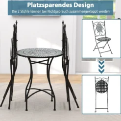 Mosaik Gartentisch Mosaiktisch Rund Bistrotisch Terrassentisch 60 x 60 x 72 cm