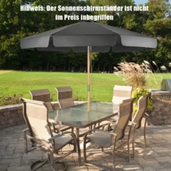 3m Sonnenschirm mit verstellvarem Neigungswinkels 8 Querstreben & Wasserdichtes Polyestergewebe mit UV-Schutz
