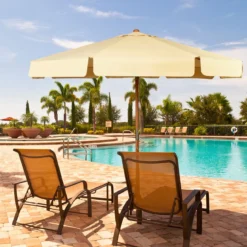 3m Sonnenschirm mit verstellvarem Neigungswinkels 8 Querstreben & Wasserdichtes Polyestergewebe mit UV-Schutz