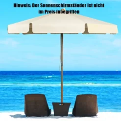 3m Sonnenschirm mit verstellvarem Neigungswinkels 8 Querstreben & Wasserdichtes Polyestergewebe mit UV-Schutz