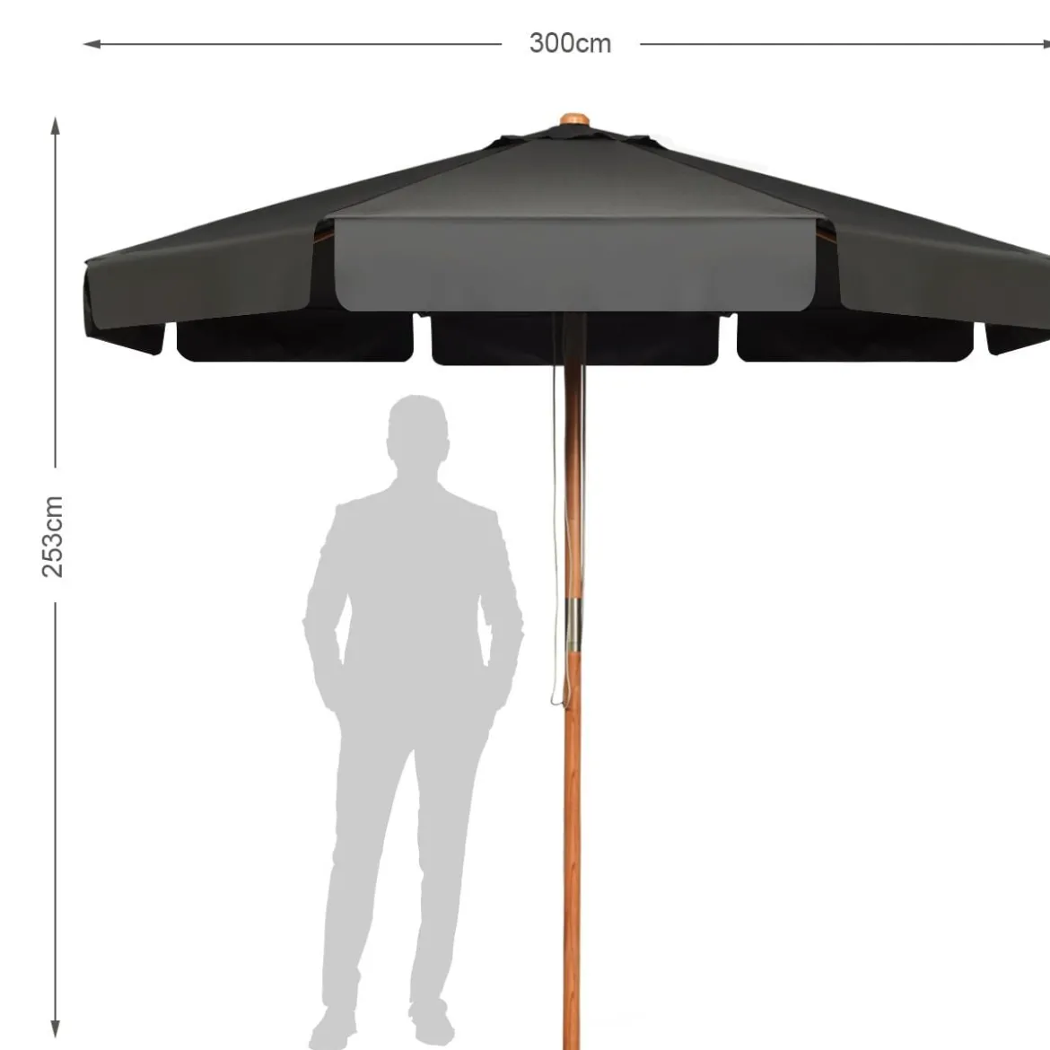 3m Sonnenschirm mit verstellvarem Neigungswinkels 8 Querstreben & Wasserdichtes Polyestergewebe mit UV-Schutz