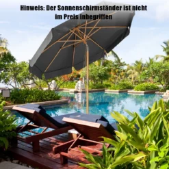 3m Sonnenschirm mit verstellvarem Neigungswinkels 8 Querstreben & Wasserdichtes Polyestergewebe mit UV-Schutz