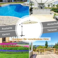3m Terrassenschirm Sonnenschirm Ampelschirm Freischwingender Schirm Beige