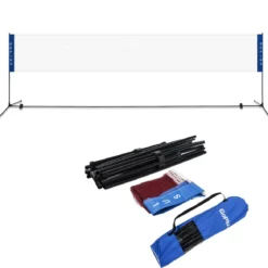 5,1 m tragbares Badminton-Set Badmintonnetz mit 2 einstellbaren Höhen 510 x 105 x 85-155 cm Blau + Weiß
