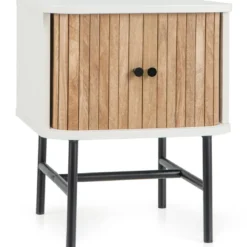 Nachttisch mit Schiebetüren Nachtschrank mit Stauraum 40 x 39 x 49 cm Weiß