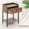 Nachttisch mit Schublade Beistelltisch mit offener Ablage 42 x 30 x 60 cm Rustikales Braun