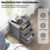 Nachttisch mit 3 Schubladen Großer Stauraum & Stabile Struktur Nachttisch Grau