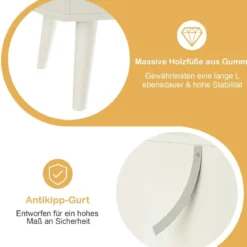 Nachttisch mit 2 Schubladen Holzkommode Beistelltisch 45 x 39,5 x 62 cm Weiß