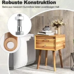 Nachttisch mit 2 Schubladen Kompakter Couchtisch aus Holz 40 x 40 x 59,5 cm Natur