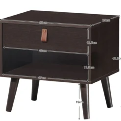 Nachttisch mit Schublade und Regal Beistelltisch mit starken Holzbeinen Nachttisch Retro-Design Braun