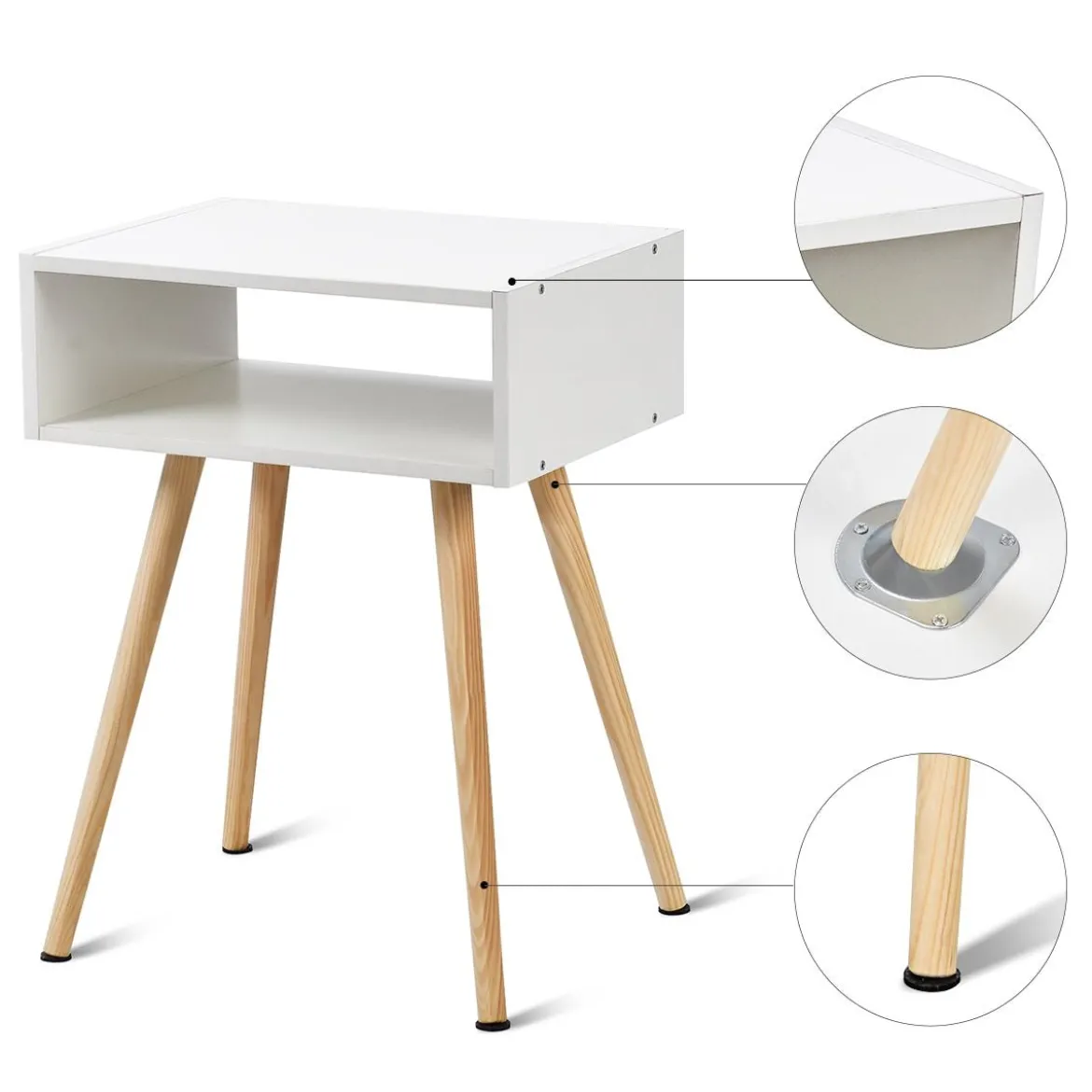 Nachttisch Weiß Design Ablagetisch Couchtisch 40 x 30 x 54 cm
