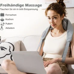 Nacken & Schulter Massagegerät 4D Shiatsu Rückenmassagegerät mit Tiefengewebekneten Grau