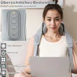 Nacken & Schulter Massagegerät 4D Shiatsu Rückenmassagegerät mit Tiefengewebekneten Grau