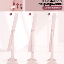 Neigungsverstellbarer Schmuckschrank mit Ganzkörperspiegel Schmuckregal Spiegelschrank Pink