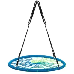 Nestschaukel Ø100cm Spinnennetz Kinderschaukel Rundschaukel 100-160cm Seil Baumschaukel Blau