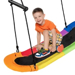 Nestschaukel Kinder Baumschaukel mit 100-160cm verstellbaren Seil Hängeschaukel Bunt 123 x 45cm